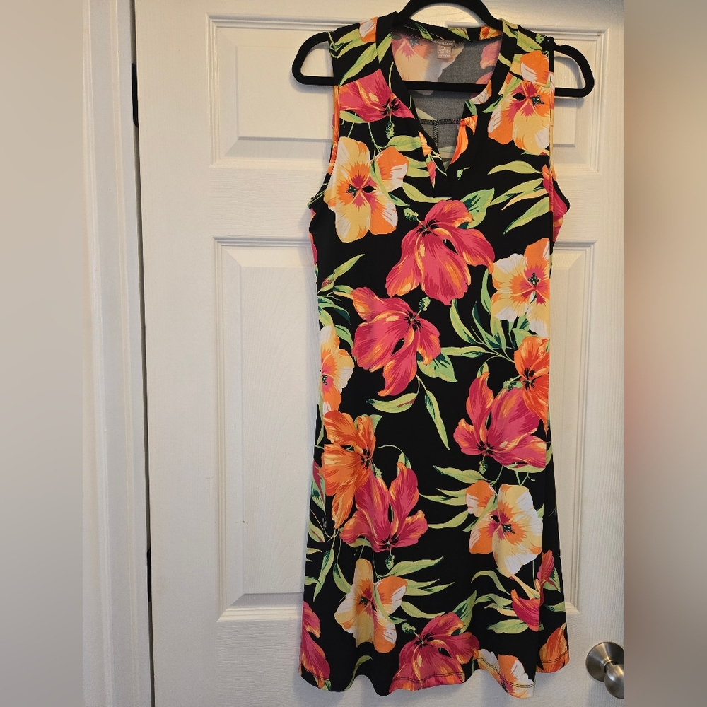 Chico's Pink V-Neck Sleeveless Sundress Midi